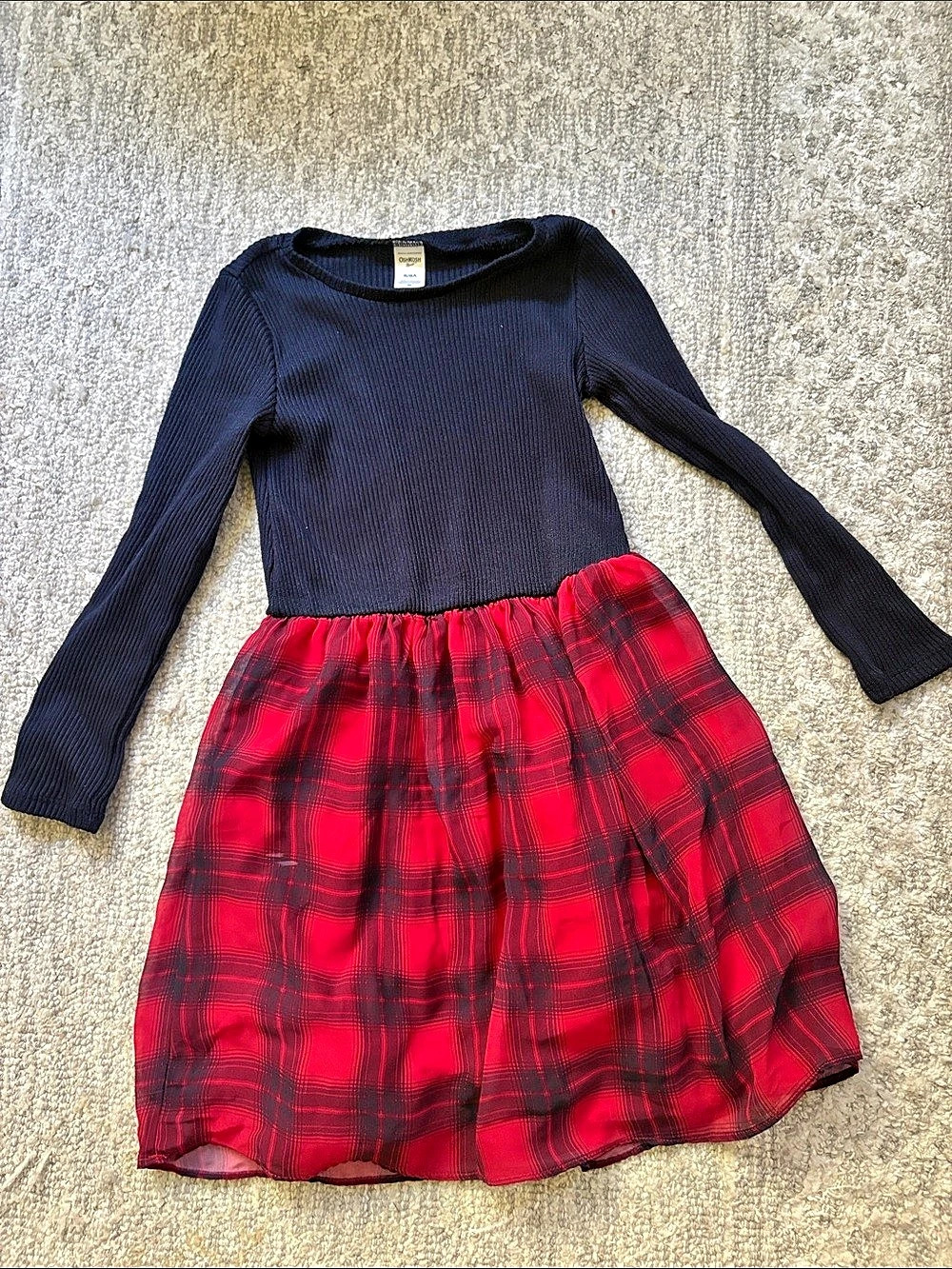 OshKosh B'gosh Kid Long-Sleeve Plaid Dress Navy & Red Girls 8/8A